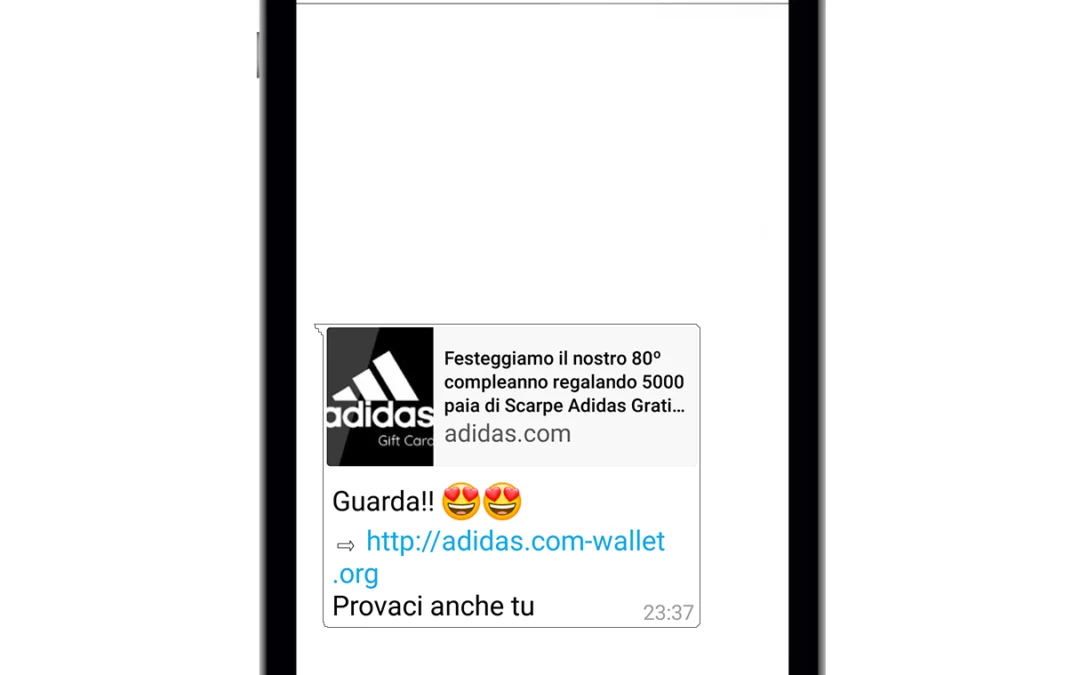 Phishing su Whatsapp: è il turno di Adidas