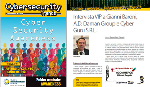 Intervista VIP a Gianni Baroni nel N. 4/2019 della rivista Cybersecurty Trends