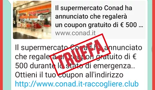 Il Cyber Crime offre buoni sconto Conad