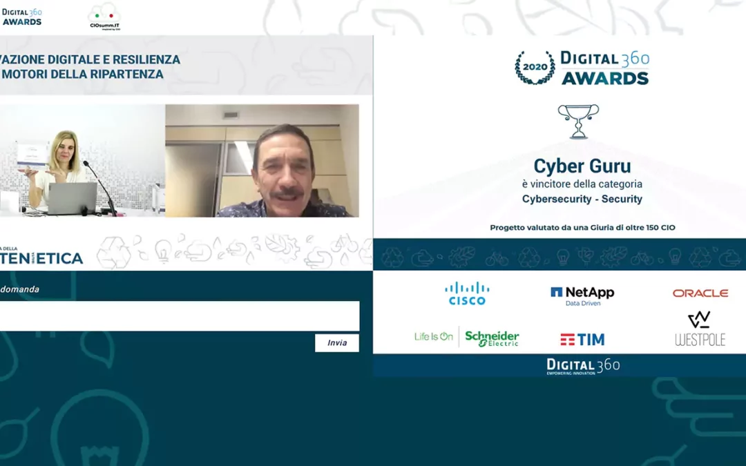 Cyber Guru è il vincitore dei Digital360Awards 2020 nella categoria Cybersecurity-Security