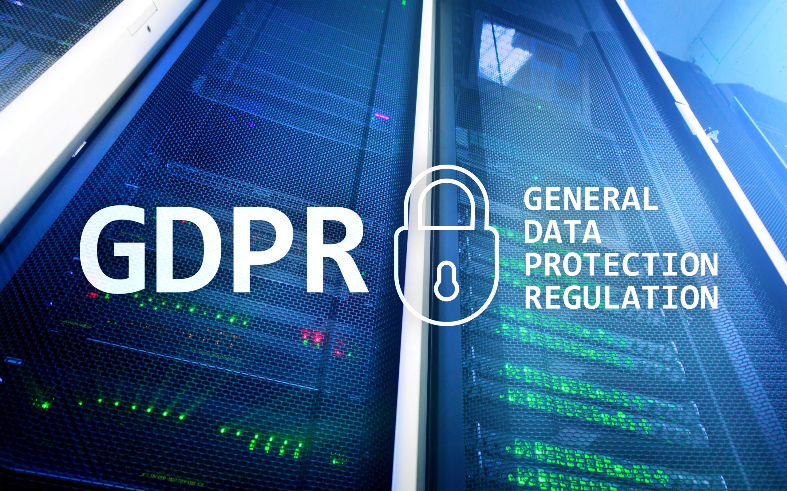 RGPD, conformité au règlement général sur la protection des données. Arrière-plan de la salle des serveurs. RGPD