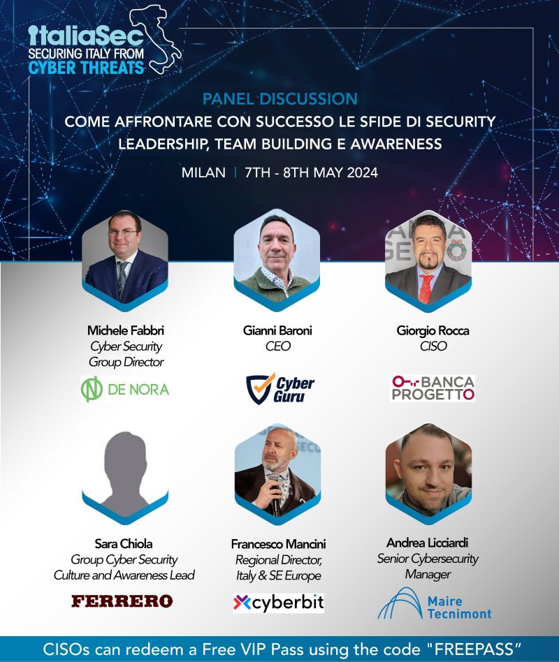 Gianni Baroni, CEO di Cyber Guru, parteciperà all'evento ItaliaSec 2024 con un panel su "come affrontare con successo le sfide di security leadership, team building e awareness".